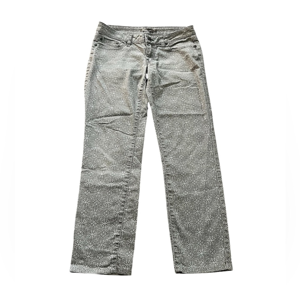 PrAna Kara Gray Patterned Organic Cotton Low Rise Stretch Skinny Jeans Size 4/27